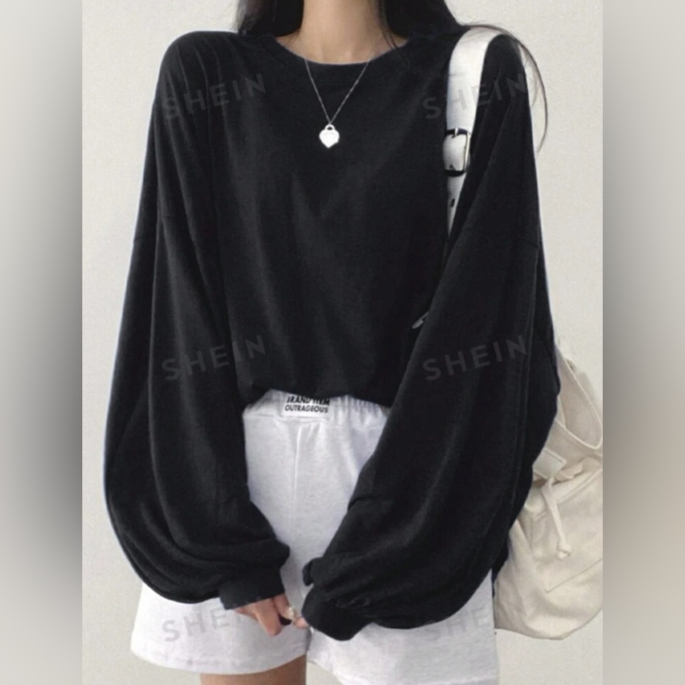 Solid Drop Shoulder Oversized Tee